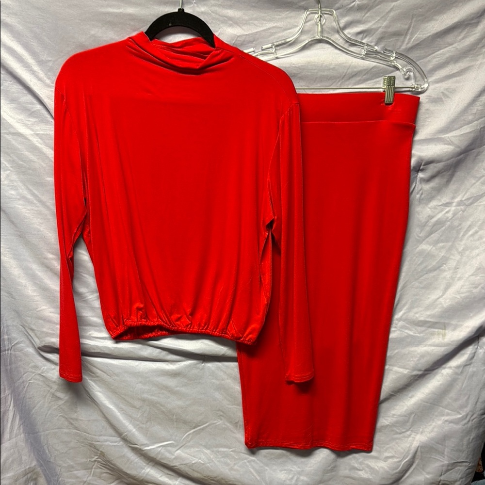 Bar III Red Midi Pencil Skirt Set for Work